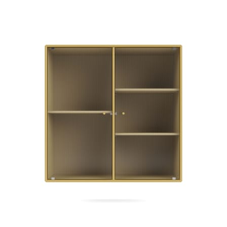 Rangement mural Ripple II bois jaune / Vitrine - L 69.6 x P 30 x H 69,6 cm / Verre ondulé - MONTANA