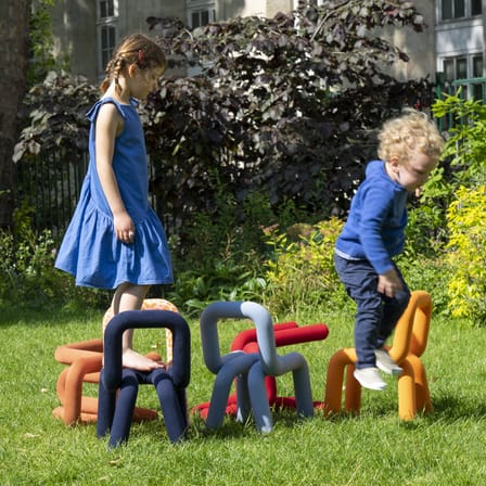 Chaise enfant Mini Bold tissu bleu foncé / Rembourrée - Moustache