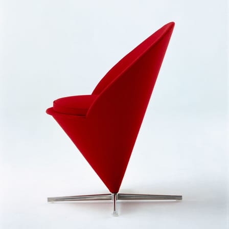 Fauteuil pivotant Cone Chair tissu rouge / By Verner Panton, 1958 - Vitra