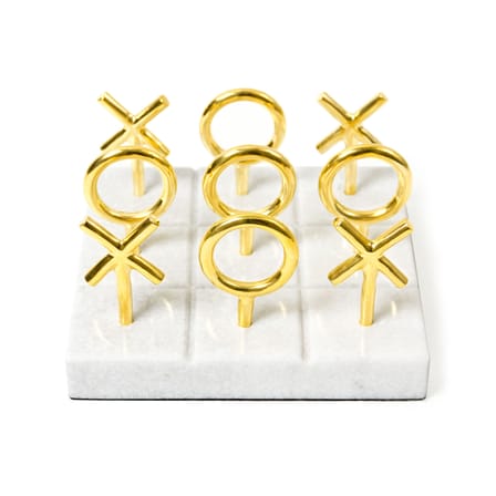 Jeu de morpion Tic Tac Toe marbre blanc or métal / Marbre & laiton - Jonathan Adler