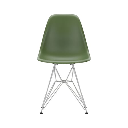 Sedia RE DSR - Eames Plastic Side Chair materiale plastico verde / (1950) - Gambe cromate / Riciclata - Vitra