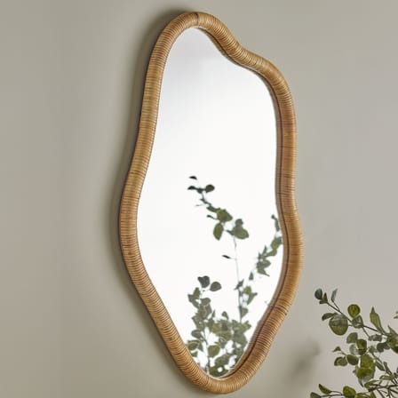 Wandspiegel Ashlie glas faser beige / 50 x 80 cm - Rattan - Bloomingville