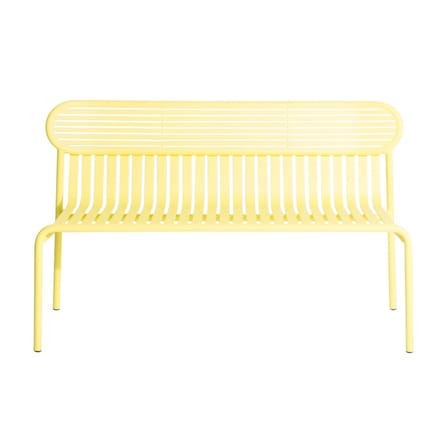 Banc avec dossier Week-End métal jaune / Aluminium - L 121 cm - Petite Friture