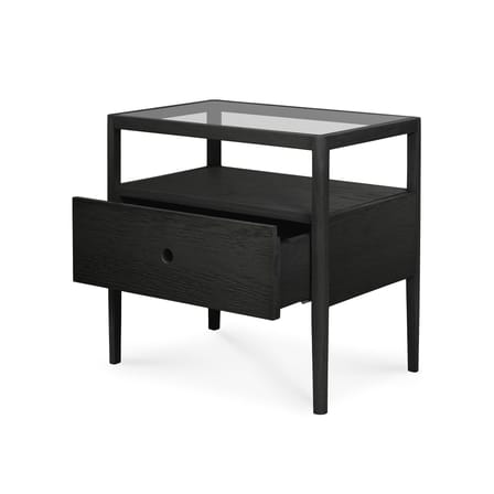 Comodino Spindle legno nero / Rovere massello & vetro - 1 cassetto - Ethnicraft