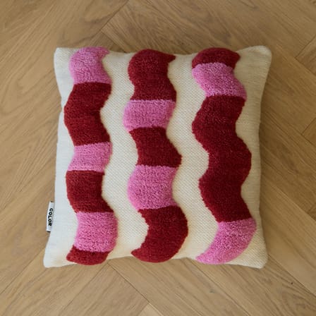 Coussin Wavy / 45 x 45 cm - Laine recyclée tissée main - COLORTHERAPIS
