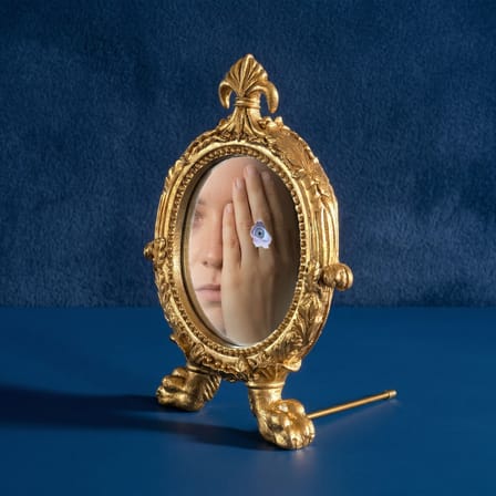Fairy Tale Free standing mirror plastic material gold / Animated LCD screen with a moving eye - Seletti