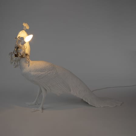 Lampe à poser Peacock plastique blanc / Résine - Lampe en forme de paon / L 100 x H 69 cm - Seletti