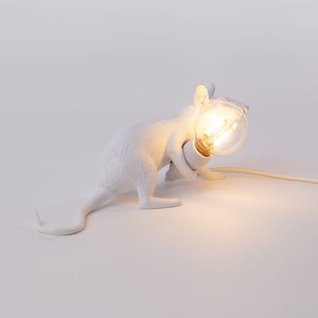 Lampe de table Mouse Lie Down #3/  Souris allongée plastique blanc - Seletti