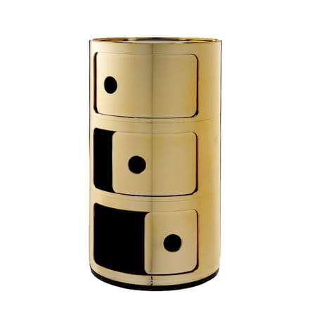 Portaoggetti Componibili materiale plastico oro / 3 cassetti - Metallizzato - Kartell