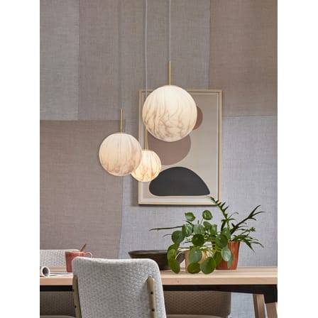 Suspension Carrara verre blanc or / Ø 22 cm - Verre effet marbre / Seconde vie - It's about Romi