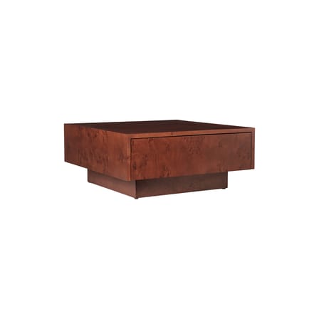 Table basse Burl bois marron / 70 x 70 x H 30 cm - Tiroir - Ferm Living
