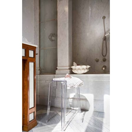 Tabouret empilable Charles Ghost plastique bleu / H 46 cm - Polycarbonate - Kartell