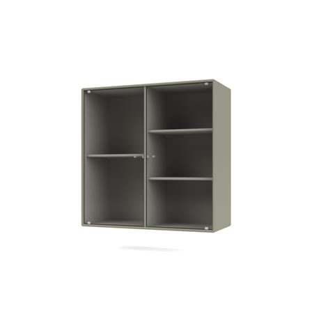 Rangement mural Ripple II bois gris / Vitrine - L 69.6 x P 30 x H 69,6 cm / Verre ondulé - MONTANA