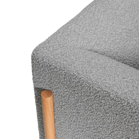 Canapé droit Moment Small tissu gris / L 182 cm - Tissu bouclé - HÜBSCH