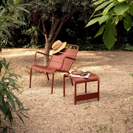 Fauteuil bas Luxembourg métal bleu / Dossier incliné - Fermob