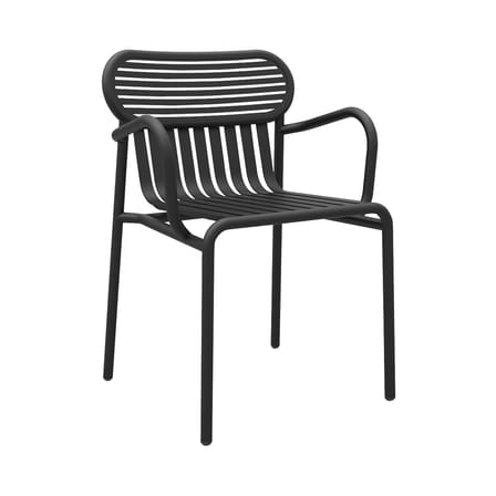 Fauteuil bridge empilable Week-end métal noir / Aluminium - Petite Friture