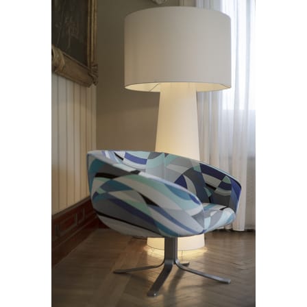 Fauteuil pivotant Rive droite tissu bleu / Patrcik Norguet, 2001 - Velours by Pucci - Cappellini