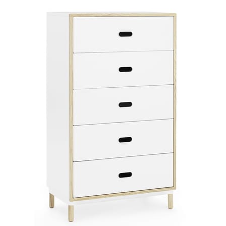 Comò Kabino metallo bianco legno naturale / L 74 x H 127 cm - 5 cassetti - Normann Copenhagen