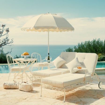 Stapelbarer Stuhl Al Fresco metall beige / Inklusive Kissen - BUSINESS & PLEASURE