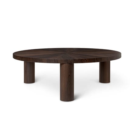 Table basse Post Large marron bois naturel / Ø 100 x H 33 cm -  Marqueterie faite main - Ferm Living