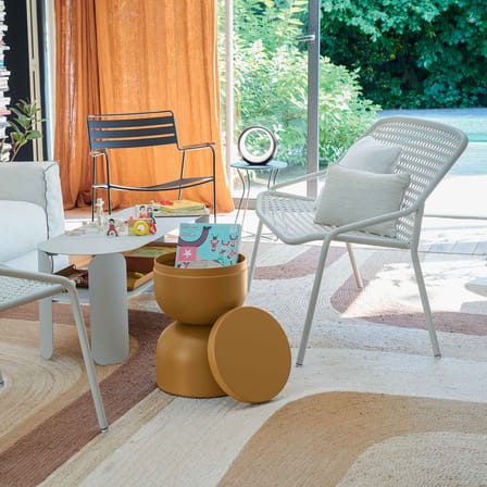Tabouret Piapolo métal bleu / Coffre rangement - Fermob