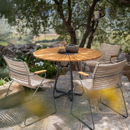 Click Dining Armchair plastic material beige / Bamboo Armrests - Houe