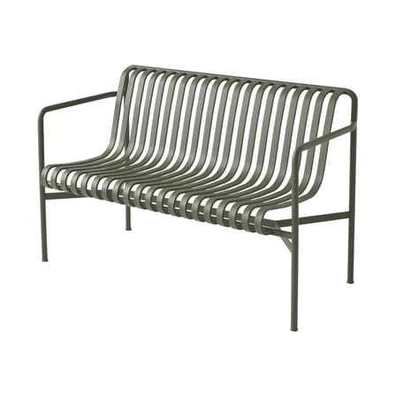 Banc avec dossier Palissade Dining métal vert / L 128 cm - Bouroullec, 2016 - Hay