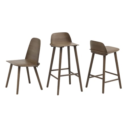 Chaise de bar Nerd bois naturel / H 75 cm - Muuto