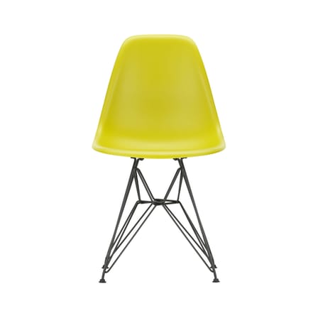 Chaise RE DSR - Eames Plastic Side Chair plastique jaune / (1950) - Pieds noirs / Recyclé - Vitra