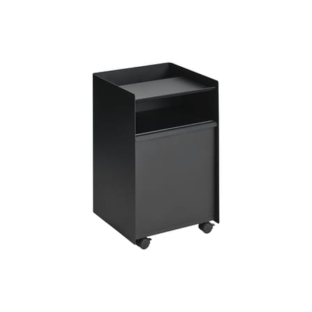 Desserte à roulettes Folded Low métal noir / 1 porte - H 61,5 cm - Muuto