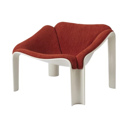 Fauteuil rembourré F300 tissu rouge / Pierre Paulin, réédition 1965 - Gubi