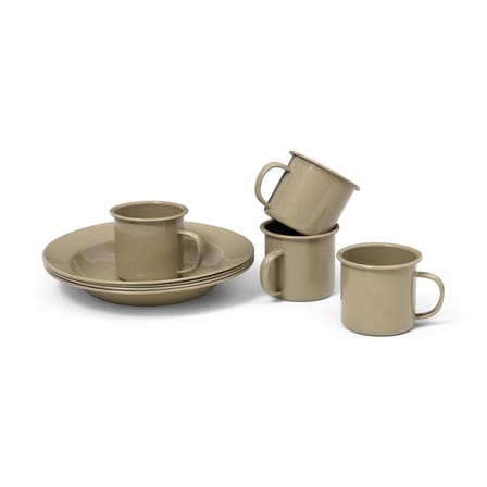 Geschirr-Set Yard Picnic metall beige / 8-teiliges Set aus Metall - Ferm Living
