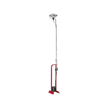 Lampadaire Toio LED métal rouge / Castiglioni, 1962 - Hauteur réglable - Flos