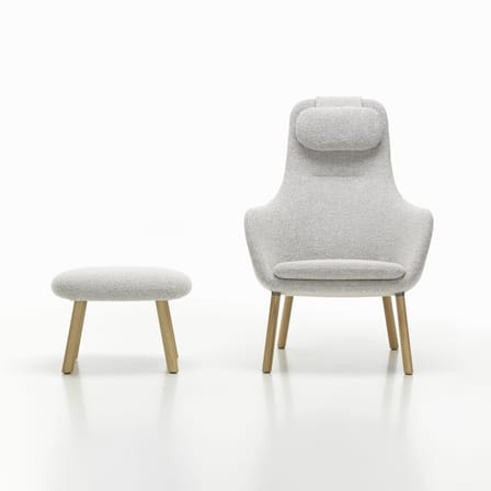 Set fauteuil & repose-pieds HAL Lounge tissu gris / Jasper Morrison, 2021 - Vitra