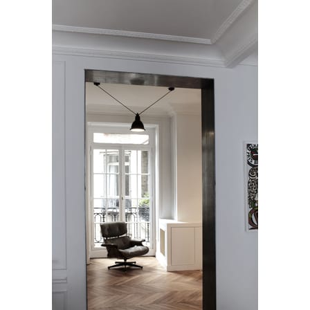 Suspension Acrobate N°326 verre blanc / Lampe Gras - 6 abat-jours Ø 25 cm - DCW éditions