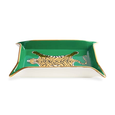 Tigre Small dish ceramic green / Trinket bowl - 16-carat gold - Jonathan Adler