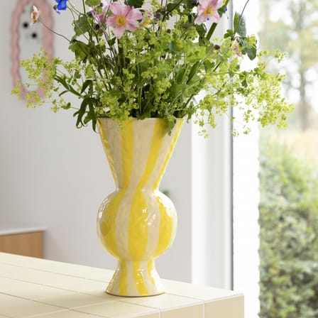 Vase Rhombic céramique jaune / Ø 16 x H 29,5 cm - Peint à la main - & klevering