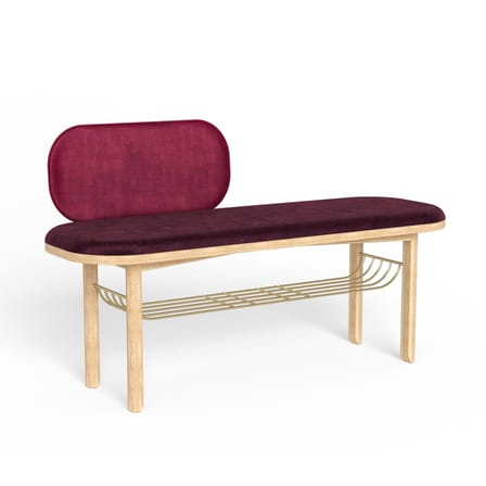 Banc rembourré Eustache tissu bois rouge / L 120 cm - Velours - Hartô