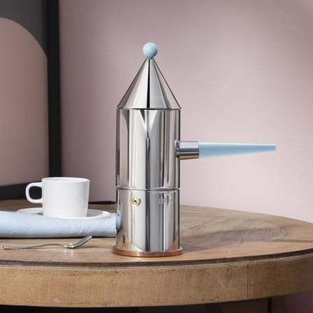 Cafetière italienne La Conica, Poignée longue (1984) métal / 3 tasses - SAUF induction / Alessi 100 Values Collection - Alessi