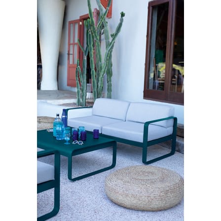 Canapé de jardin 2 places Bellevie métal tissu blanc violet / L 160 cm - Tissu blanc grisé - Fermob