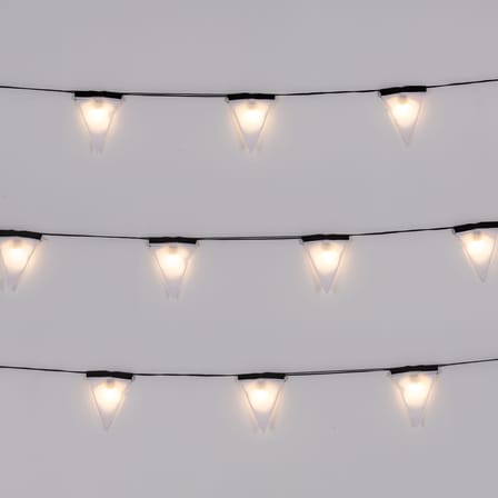 Guirlande lumineuse extérieur Sagra LED tissu blanc noir 14 mètres - 16 fanions tissu - Seletti
