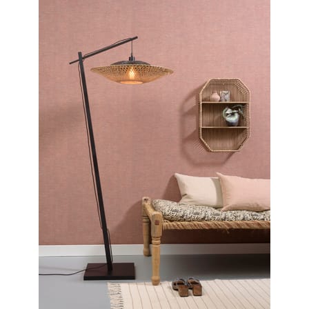 Stehleuchte Kalimantan schwarz holz natur / Bambus - H 176 cm / Ø 60 cm - GOOD&MOJO