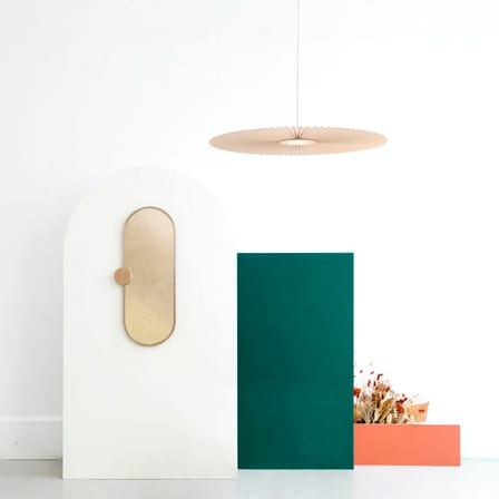 Suspension Carmen Medium tissu beige / LED - Ø 90 cm - Hartô
