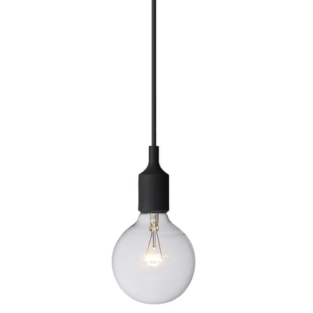Suspension E27 plastique noir / Silicone - Ampoule incluse - Muuto