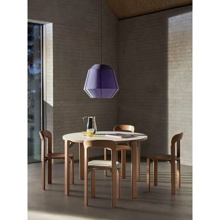 Table ronde Rey beige bois naturel / By Bruno Rey x Dietiker, 1971 - Ø 128,5 cm - Hay