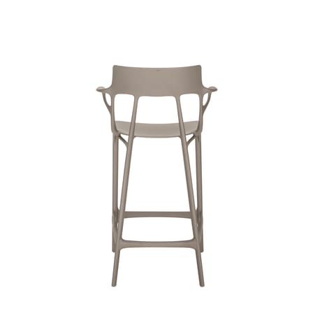 Tabouret de bar A.I plastique gris / 65 cm - Conçu par intelligence artificielle - Recyclé / Seconde vie - Kartell