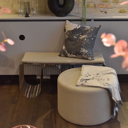 Banc Curva métal or / Etagère - L 100 cm - AYTM