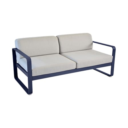 Divano da giardino a 2 posti Bellevie metallo tessuto bianco blu 2 posti / L 160 cm - Tessuto bianco - Fermob