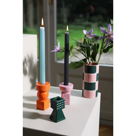 Bougeoir Stack céramique rose / Ø 7 x H 9 cm - & klevering
