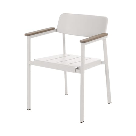 Fauteuil empilable Shine métal blanc / accoudoirs bois - Arik Levy, 2013 - Emu